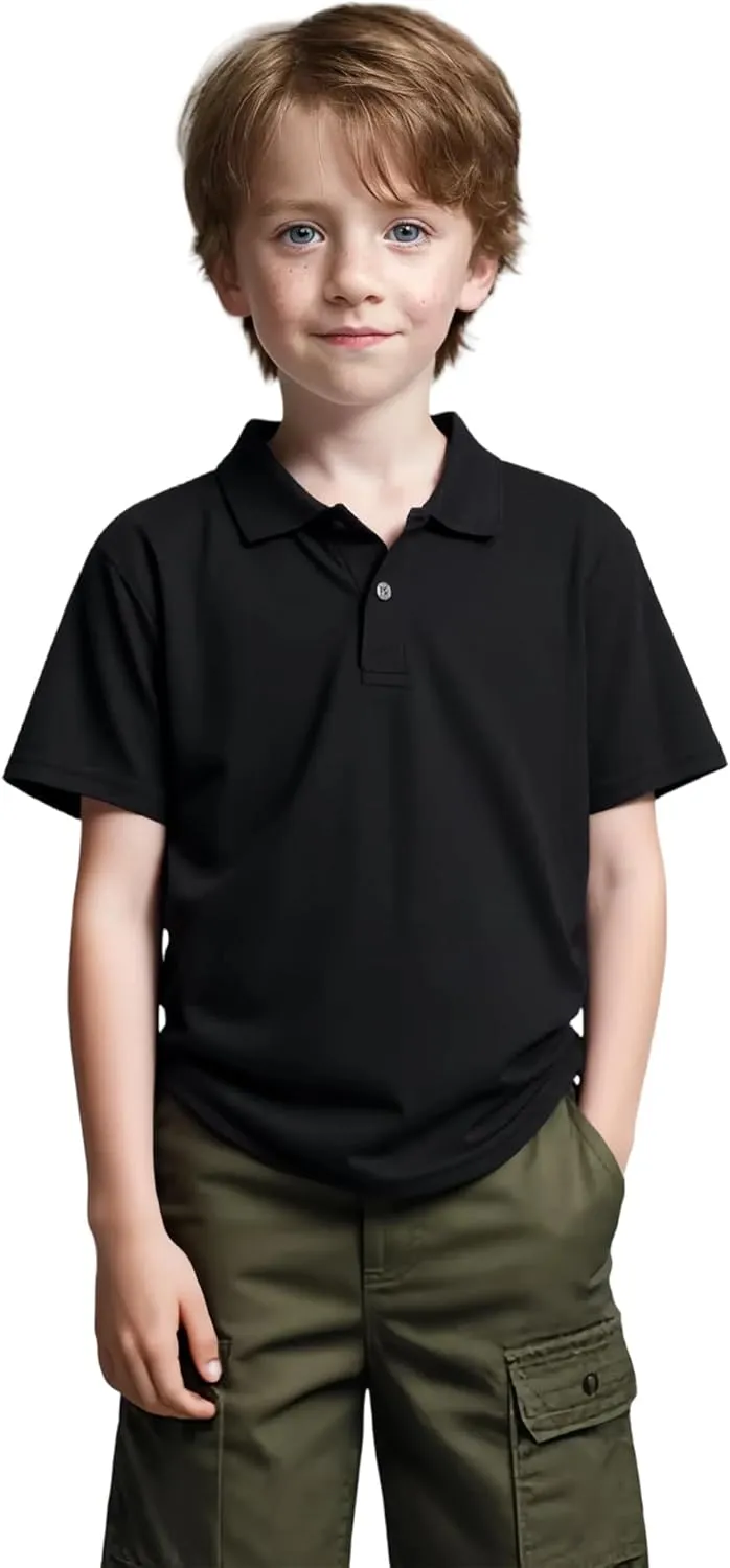1 or 4 Pack Boys Mesh Athletic Polo Shirt Quick Dry Golf Moisture Wicking Active Short Sleeve for Youth