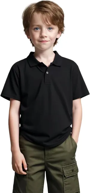 1 or 4 Pack Boys Mesh Athletic Polo Shirt Quick Dry Golf Moisture Wicking Active Short Sleeve for Youth