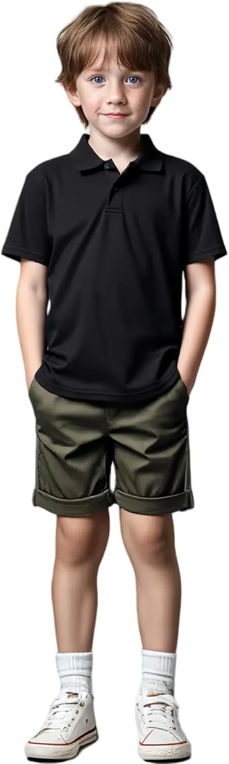 1 or 4 Pack Boys Mesh Athletic Polo Shirt Quick Dry Golf Moisture Wicking Active Short Sleeve for Youth