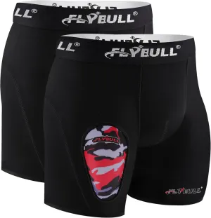 2-Pack Boys Cup Underwear Youth Boxer Briefs with 1 Soft Protective Athletic Cup for Baseball, Football, Lacrosse