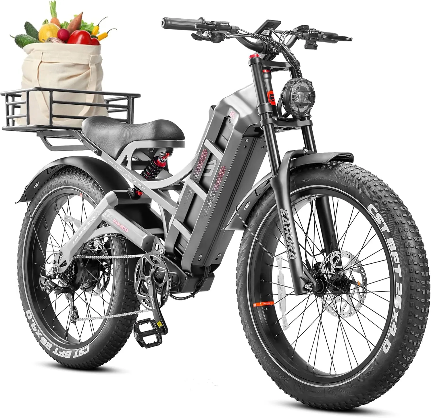 2025 Romeo Pro 3/ Pro 2 5000W/ 4000W 46-50MPH Dual Motor Electric Bike for Adults, 80/70Ah/200  Miles Long Range Electric Bike, 26'' Puncture-Proof Tire, 7-Speed Pedal Assist UL Certificate