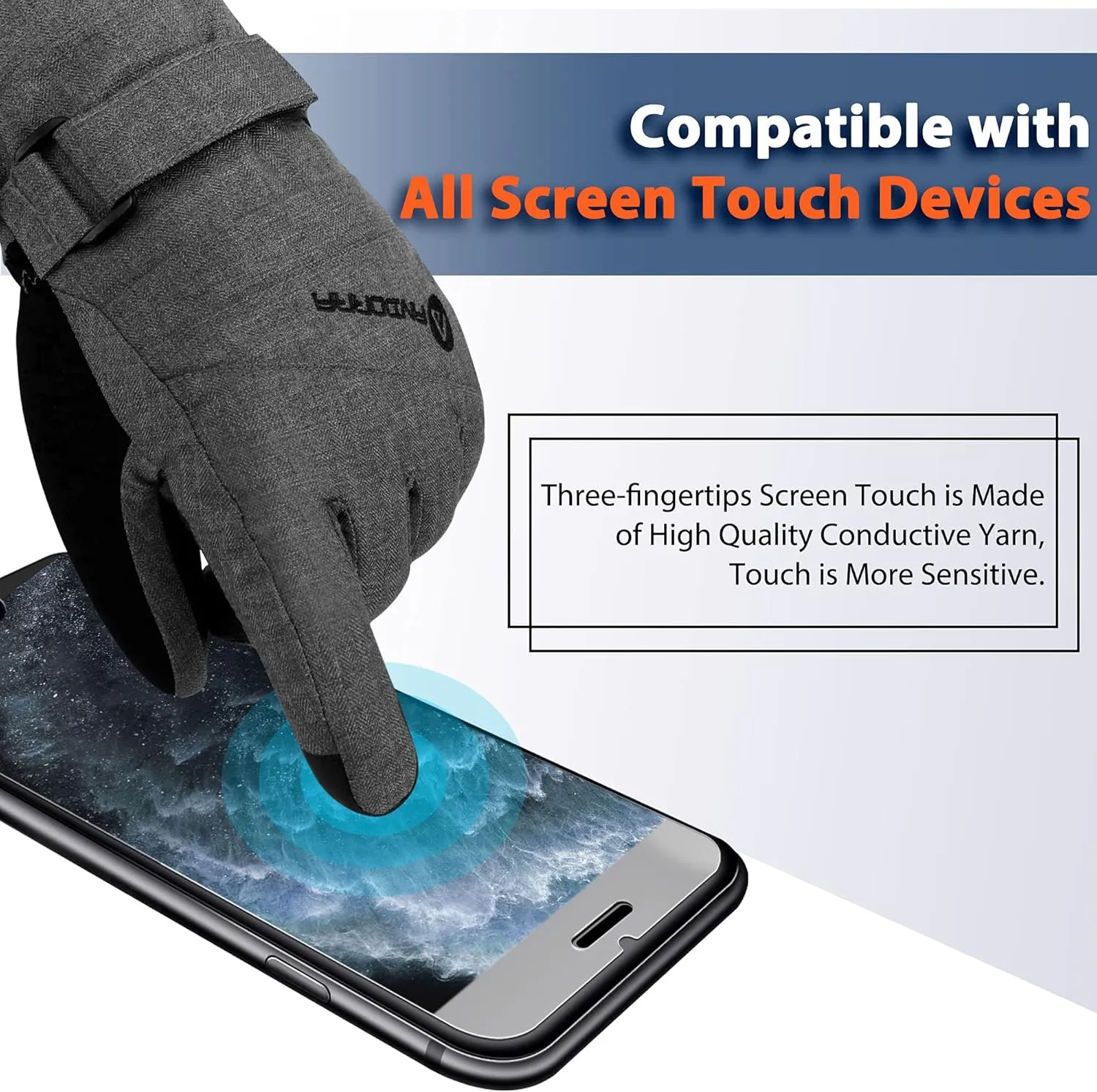 ANDORRA Women's Waterproof Touchscreen Ski Gloves