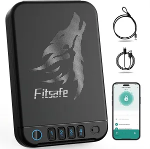 Biometric Gun Safe Travel Case, Portable Small Pistol Safe, Quick Access Smart Fingerprint Handgun Safe with Keys, Keypad for Nightstand Beside Home