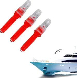 Coast Guard Approved Boat Flares Kit - Auto Marine Flares-Waterproof Emergency Signals for Fishing Nets, Life Rafts, Buoys & Boats, Intelligent Light Control (Red-3Pcs)
