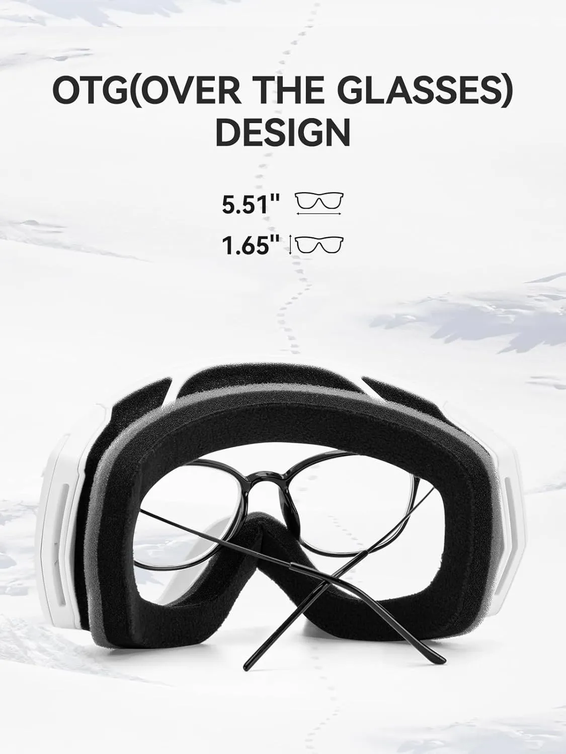 COPOZZ H2 Ski Goggles, Hyperbolic OTG Snow Goggles, Reduce Visual Distortion, UV 400, Snowboard Goggles for Adult Men Women