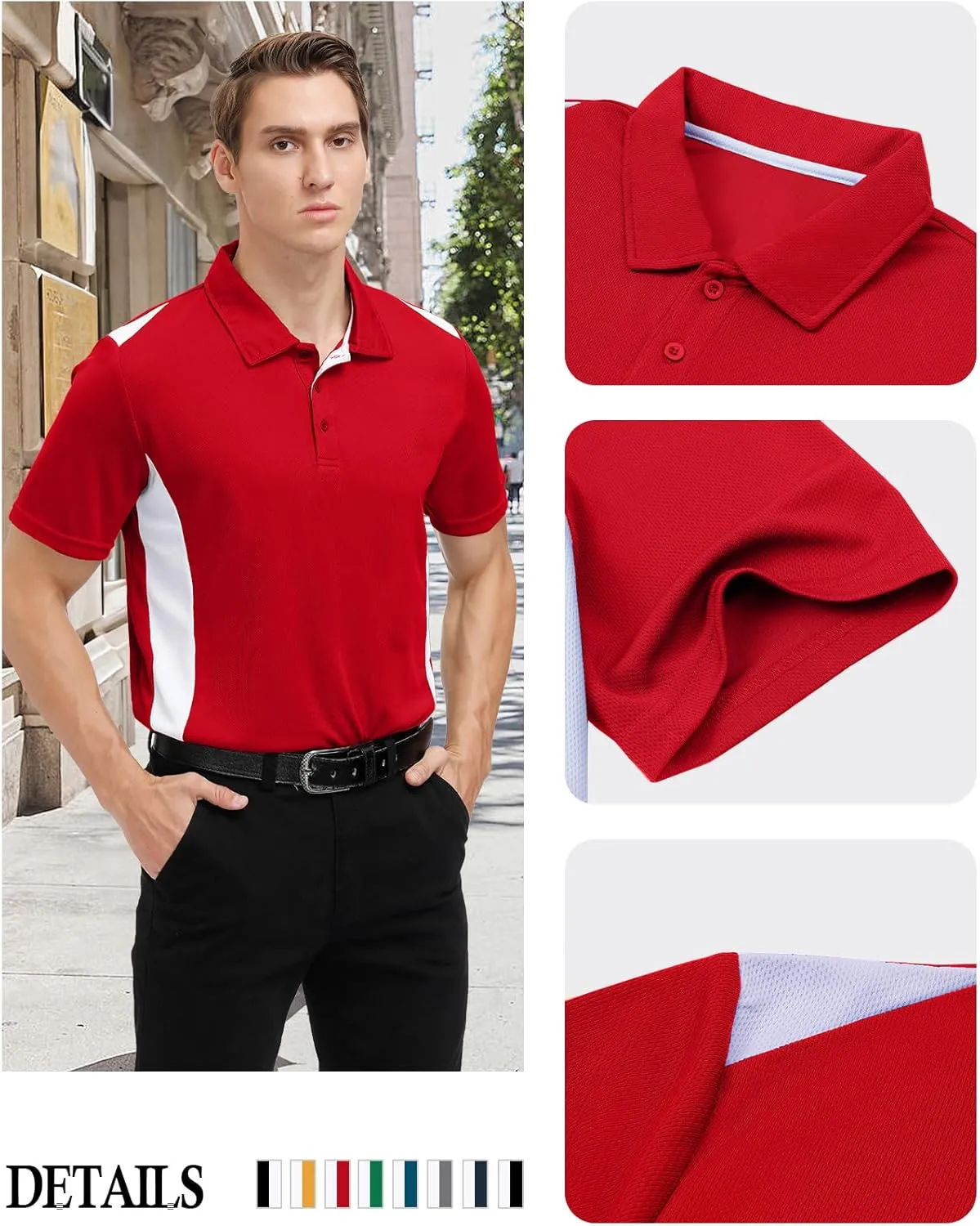 Corna Men's Big and Tall Golf Polo Shirts Moisture Wicking Performance Dry Fit Collared Shirts for Men L-6XL