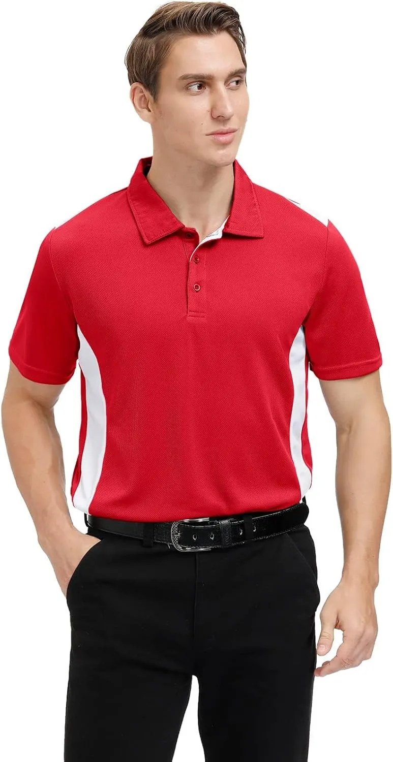 Corna Men's Big and Tall Golf Polo Shirts Moisture Wicking Performance Dry Fit Collared Shirts for Men L-6XL
