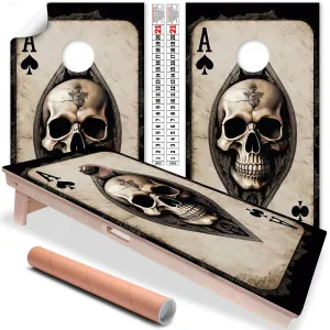 Cornhole Board Wraps and Decals for Boards Set of 2 Skins Professional Vinyl Covers Sticker - Ace of Skulls Day of The Dead Halloween Cornhole Decal for Boards Covers Sticker Cornhole Vinyl Wraps