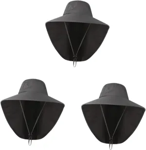 FRCOLOR Outdoor UV Protection Sun Hat with Neck Cover and Earflaps for Fishing and Climbing Dark Grey