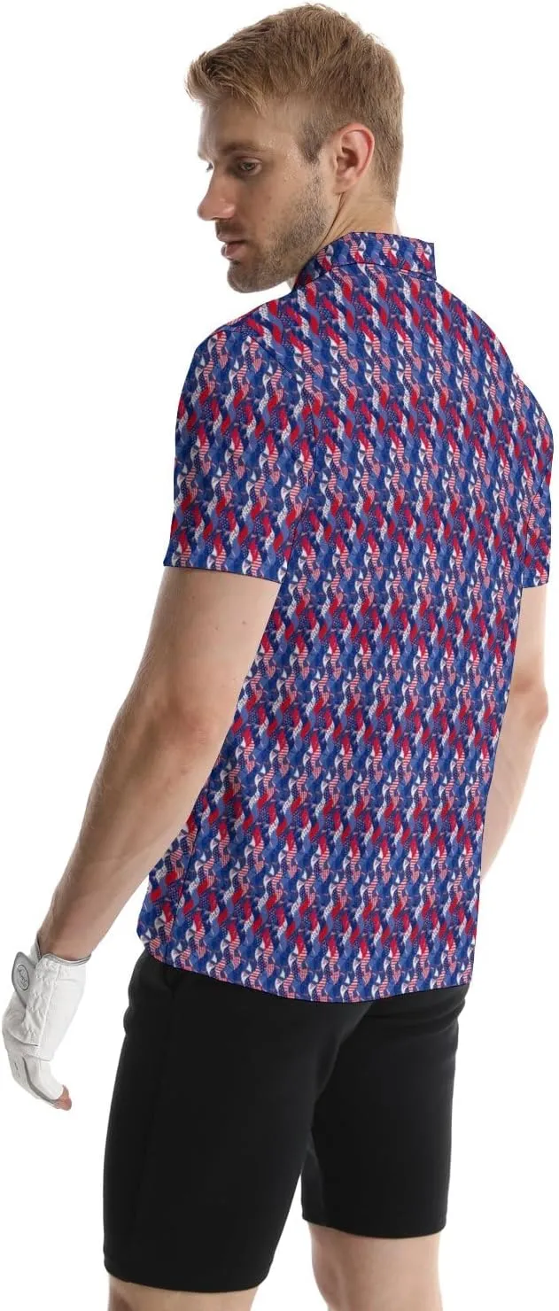 Golf Shirts for Men Quick Dry Funny Golf Polo Shirts Short Sleeve Moisture Wicking Polo Shirts for Men