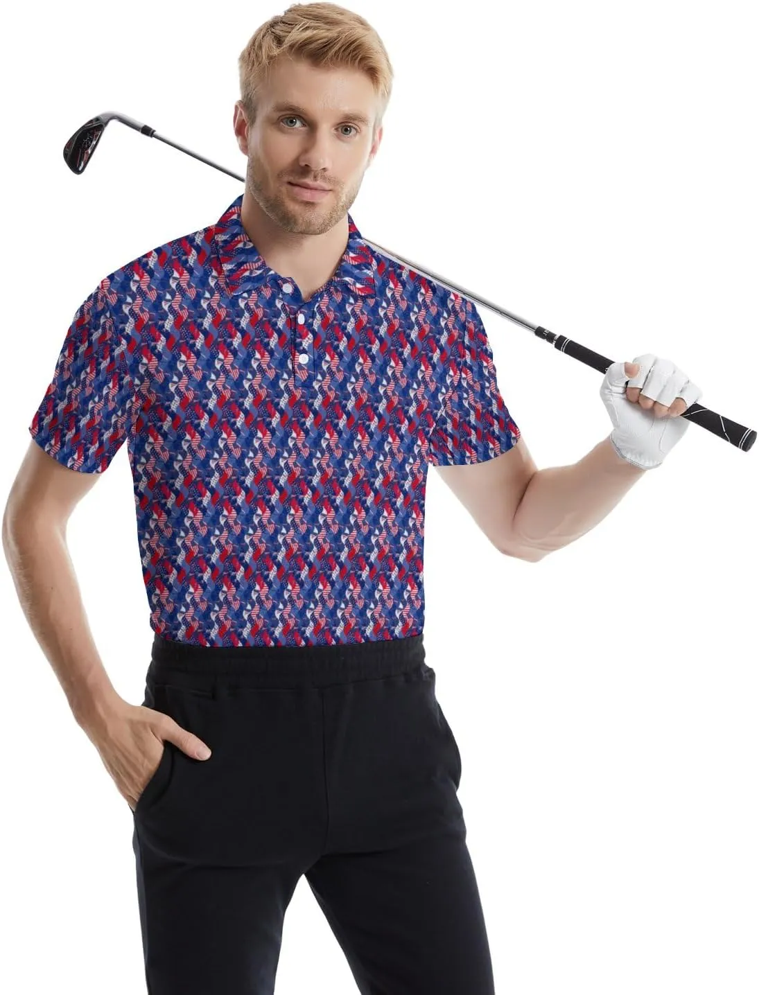 Golf Shirts for Men Quick Dry Funny Golf Polo Shirts Short Sleeve Moisture Wicking Polo Shirts for Men