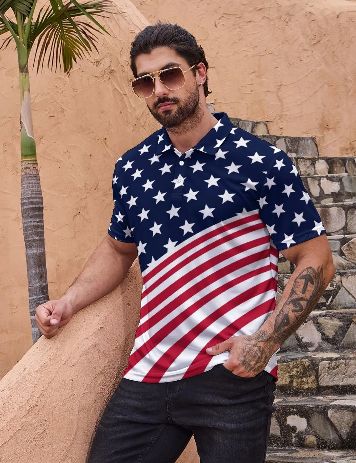 Golf Shirts for Men Quick Dry Funny Golf Polo Shirts Short Sleeve Moisture Wicking Polo Shirts for Men
