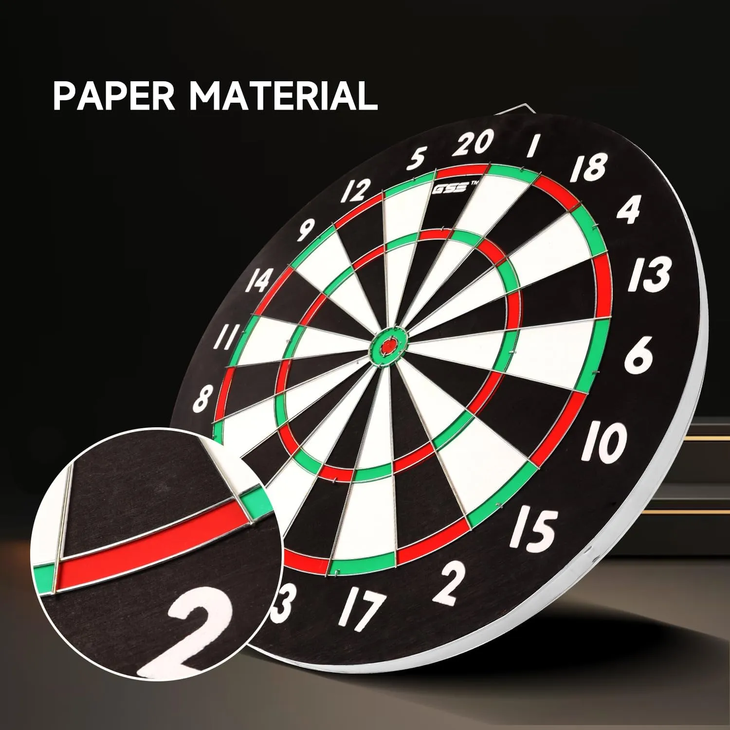 GSE Games & Sports Expert 18" Regulation Size Steel Tip Dartboard Game Set. Excellent Bristle/Sisal, Paper Baseball, Bullseye, Dart Board Game Set (Several Styles Available)