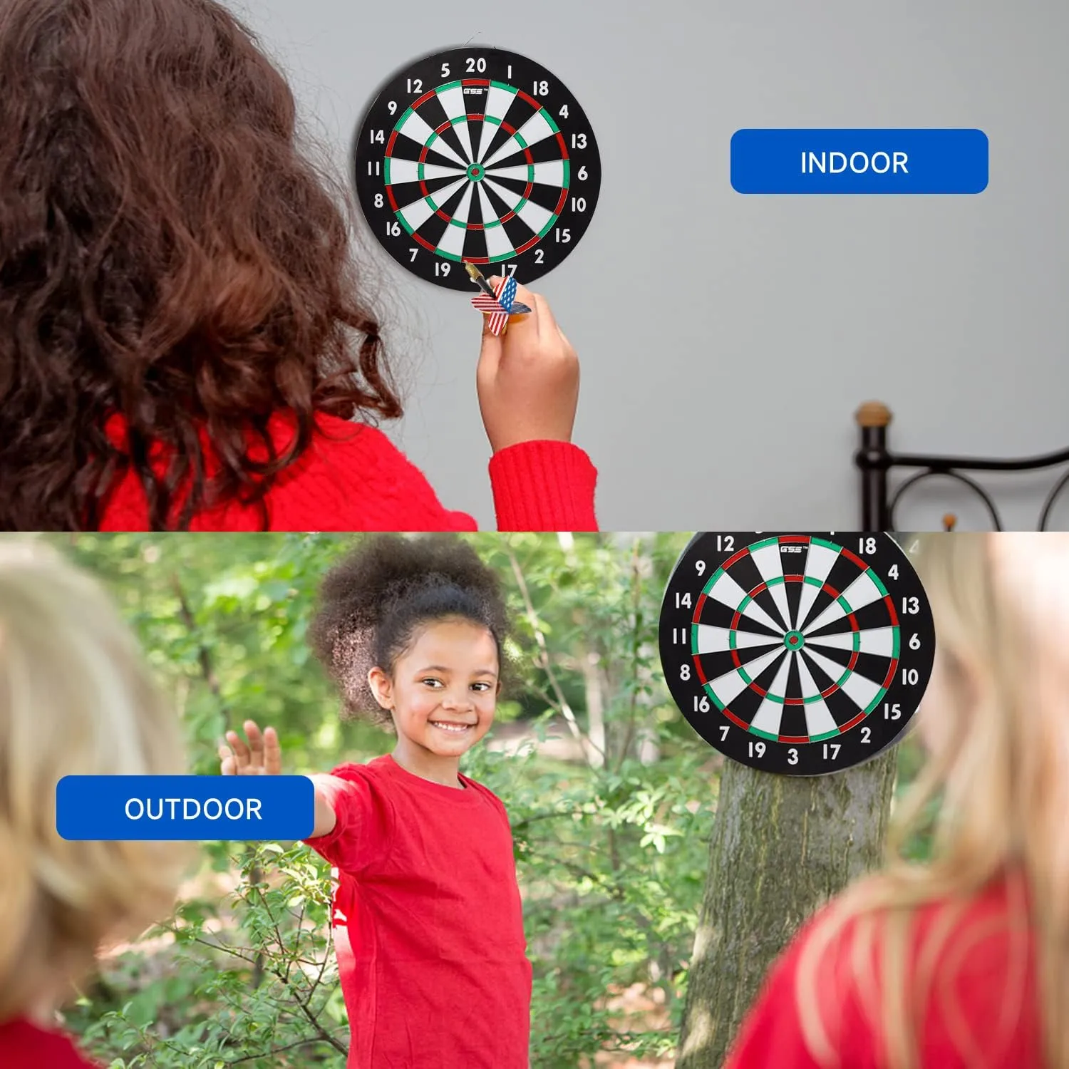 GSE Games & Sports Expert 18" Regulation Size Steel Tip Dartboard Game Set. Excellent Bristle/Sisal, Paper Baseball, Bullseye, Dart Board Game Set (Several Styles Available)