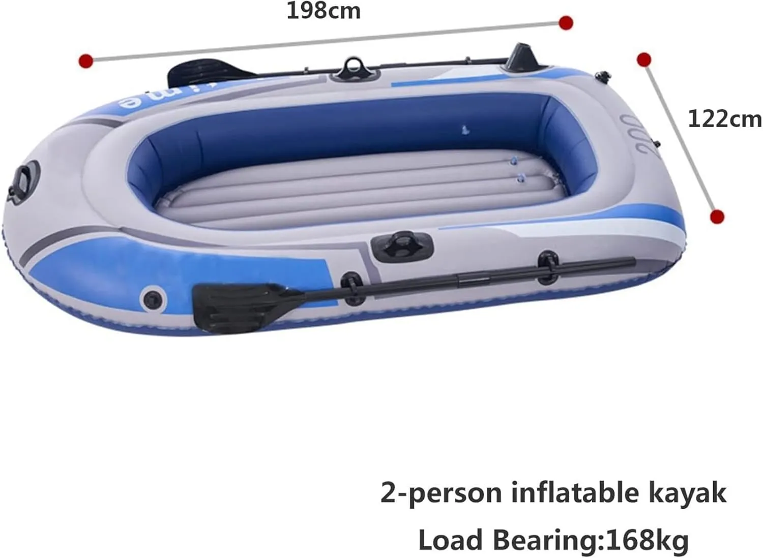 Inflatable Boat, Thickened PVC Portable Inflatable Boat Foldable Inflatable Fishing 198x122cm