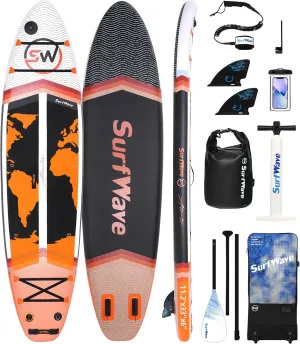 Inflatable Stand Up Paddle Board 11'x34 x6 - Premium SUP Board with Paddle, Pump, Leash, Travel Bag & Repair Kit - Lightweight, Stable, Durable for All Skill Levels, Ideal for Surfing, Yoga & Fishing