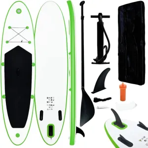 Inflatable Stand Up Paddle Board for Comfort and Adventure, Puncture-Proof and Stable, Learning and Recreation, Green and White