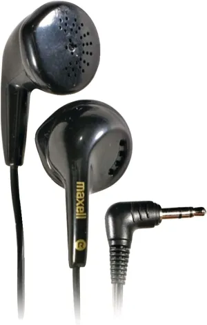 Maxell  190560, Wired Earbuds Headphones with Lightweight Extended Use Anisotropic Ferrite Magnet Driver - Dynamic Sound Reproduction Stereo - for iOS, Smartphones, MP3 & Gaming  Black