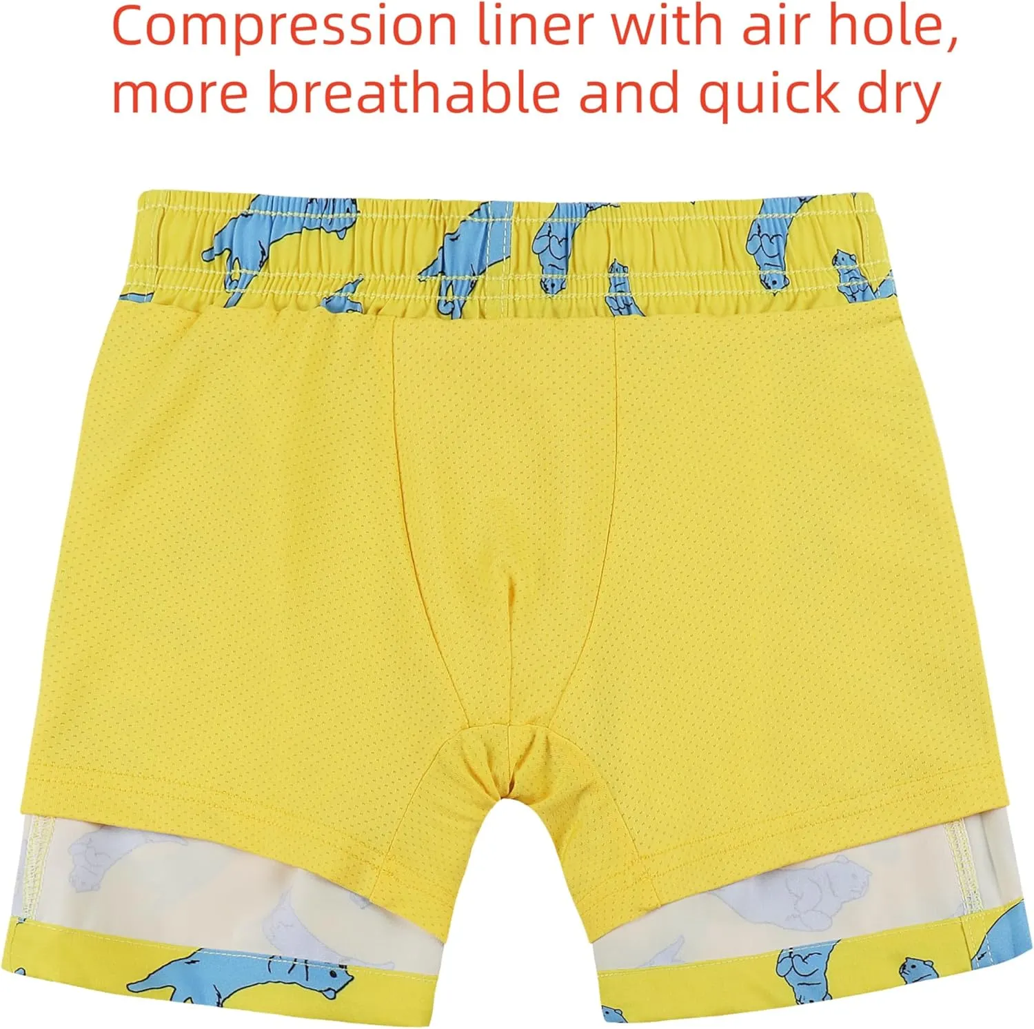 MILANKERR Toddler Boys Swim Trunks with Compression Air Holes Liner Quick Dry