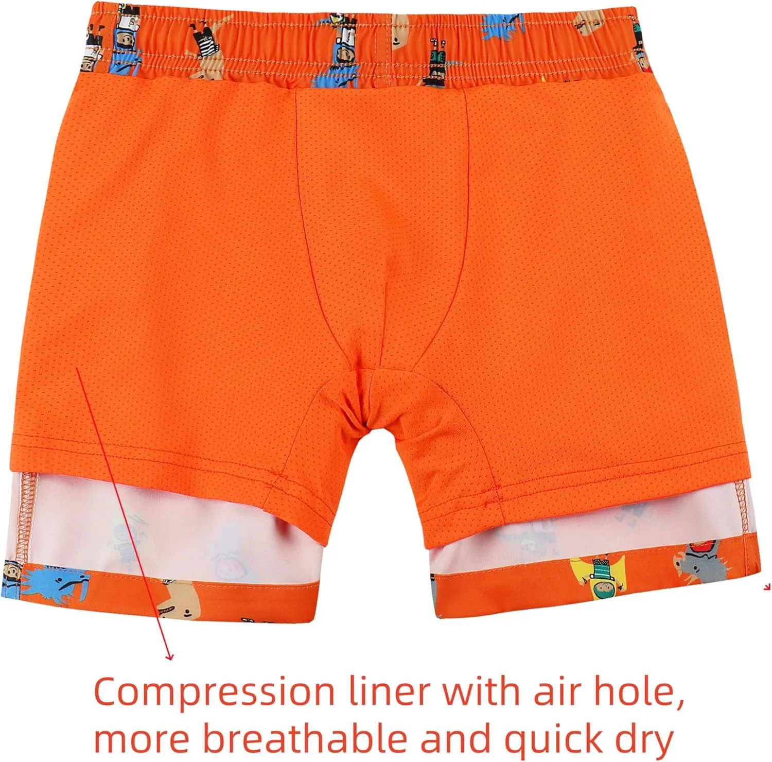 MILANKERR Toddler Boys Swim Trunks with Compression Air Holes Liner Quick Dry