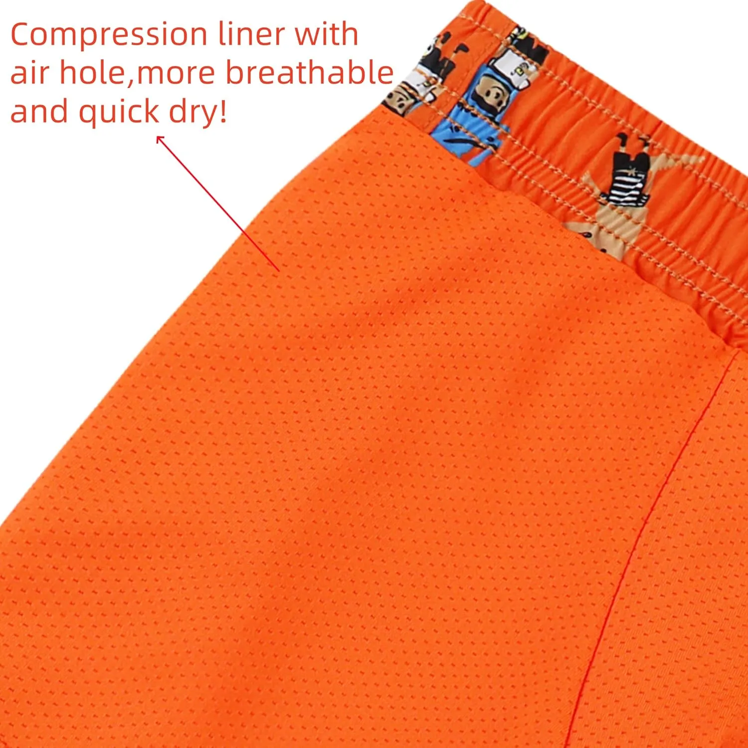 MILANKERR Toddler Boys Swim Trunks with Compression Air Holes Liner Quick Dry