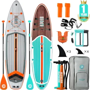 Niphean Inflatable Paddle Board, Niphean Inflatable Stand Up Paddle Board with Durable SUP Accessories, 11' and 10'6'' Stable Inflatable Paddle Boards for Adults & Youth of All Skill Levels
