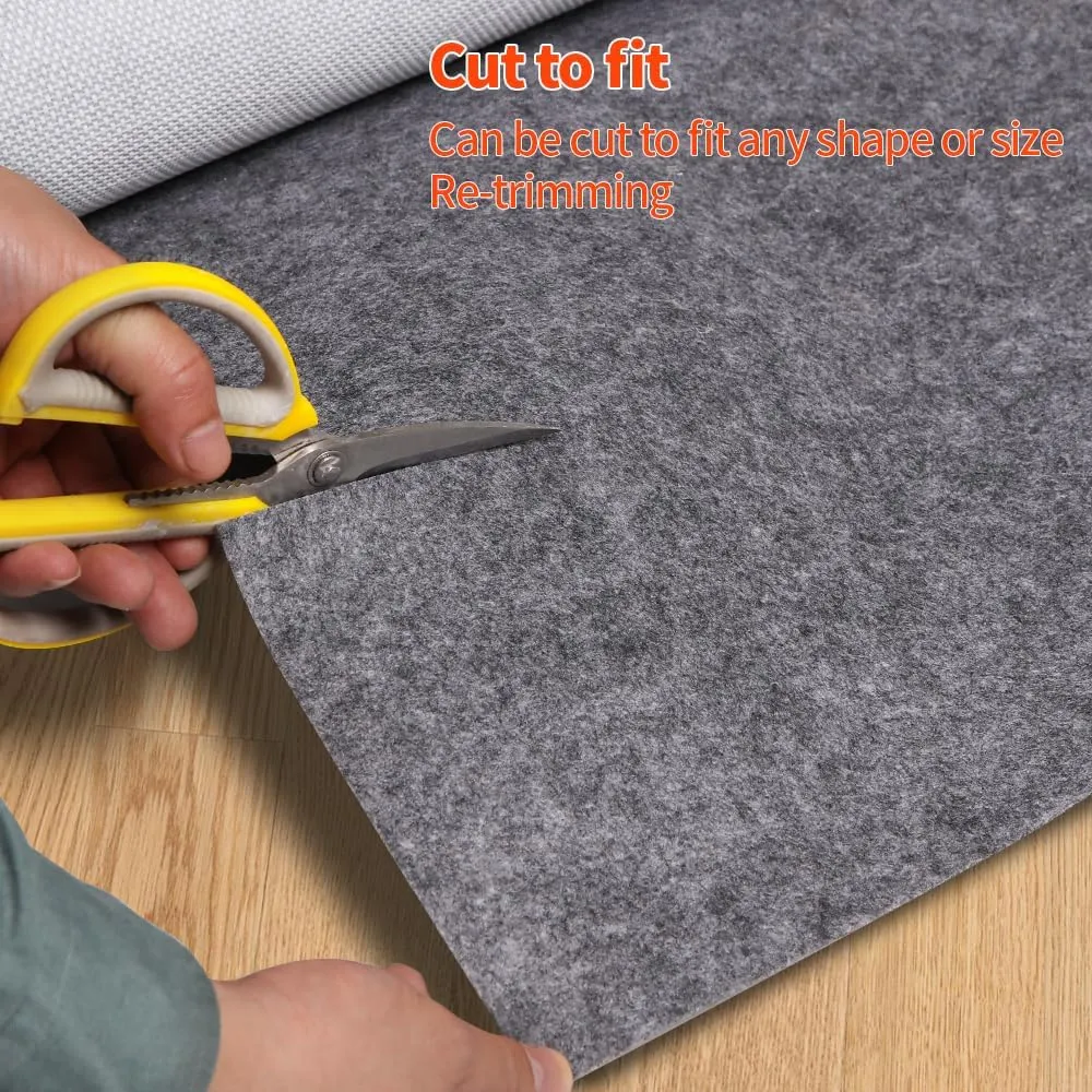 Non-Slip Rug Pads 8 x 10 ft, 100% Waterproof Extra Large Area Rugs Non Skid Rug Pad for All Floors and Finishes Durable Hardwood Floor Protective Felt Keeps Rugs in Place, Safe and Secure
