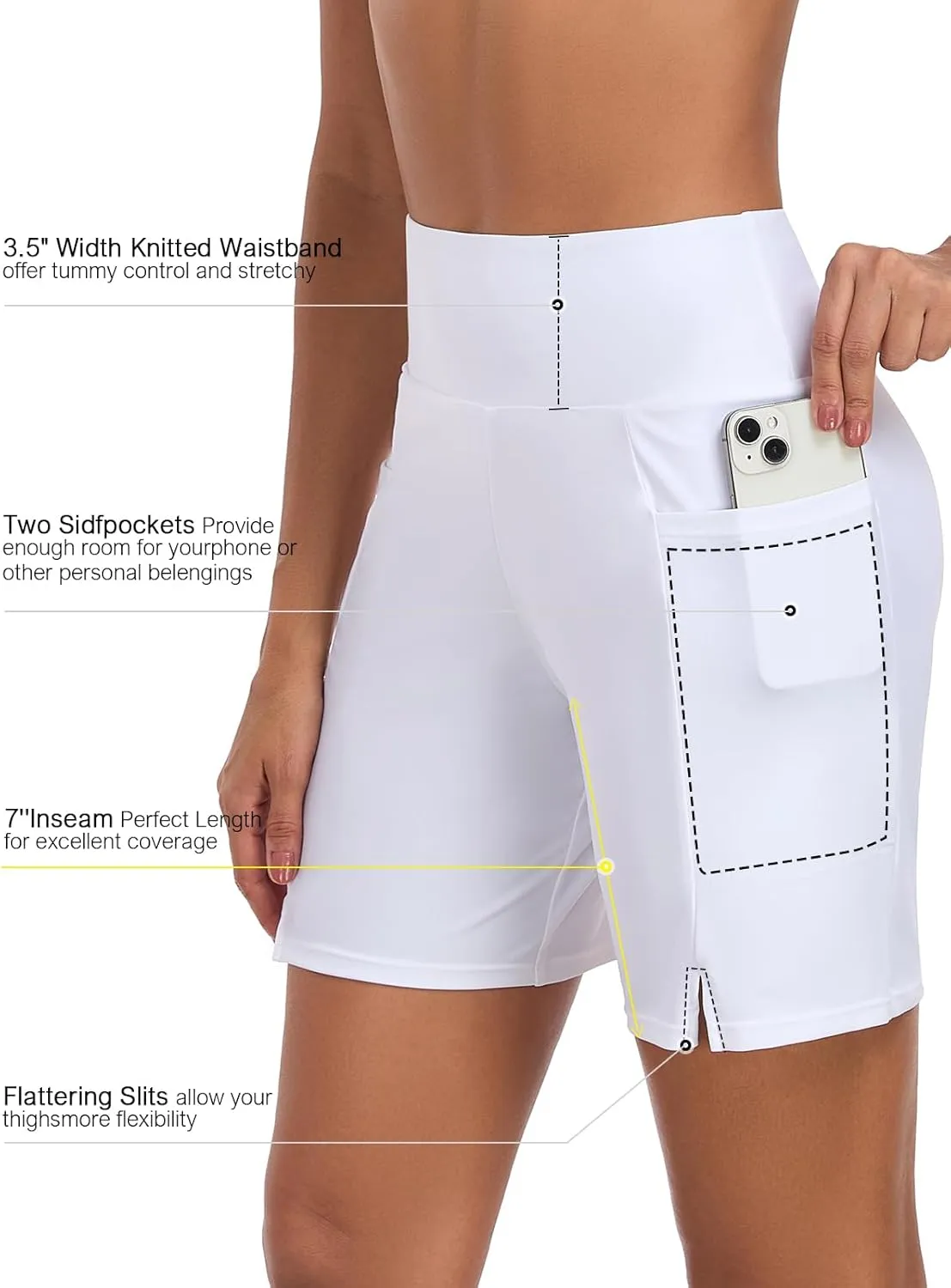 Ocean Blues Women's Swim Short Boyshorts Built in Swim Bottoms High Waisted Board Shorts