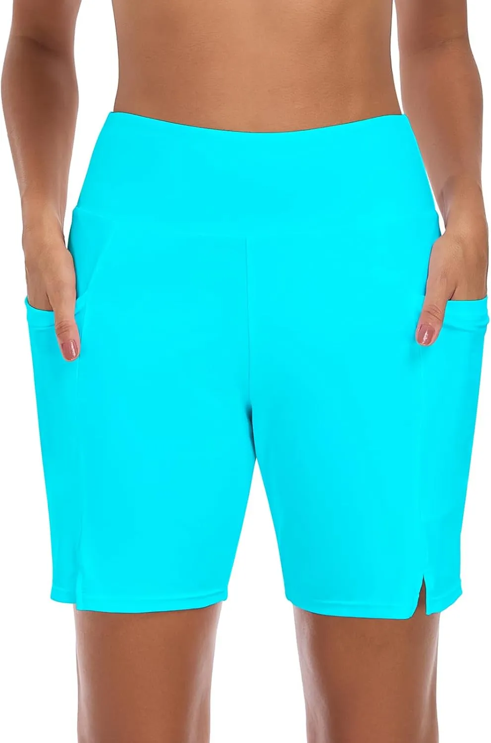 Ocean Blues Women's Swim Short Boyshorts Built in Swim Bottoms High Waisted Board Shorts
