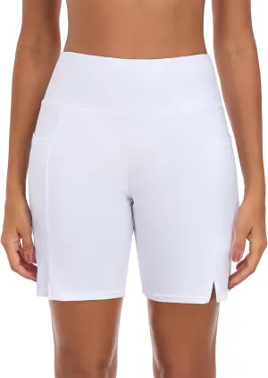 Ocean Blues Women's Swim Short Boyshorts Built in Swim Bottoms High Waisted Board Shorts