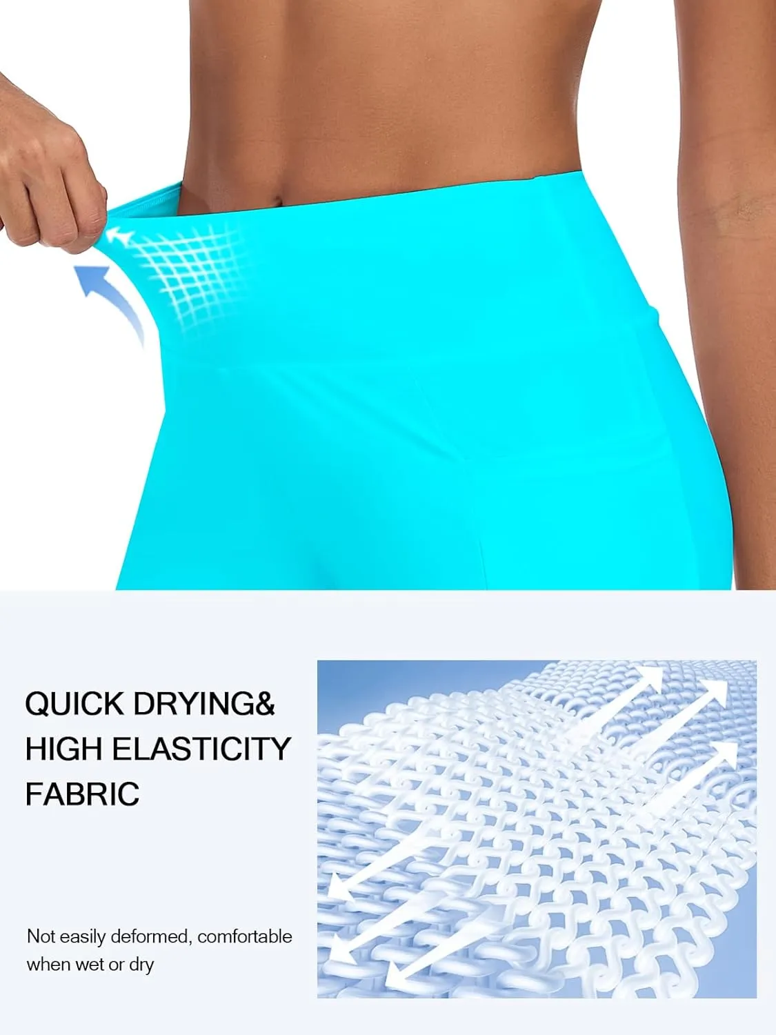 Ocean Blues Women's Swim Short Boyshorts Built in Swim Bottoms High Waisted Board Shorts