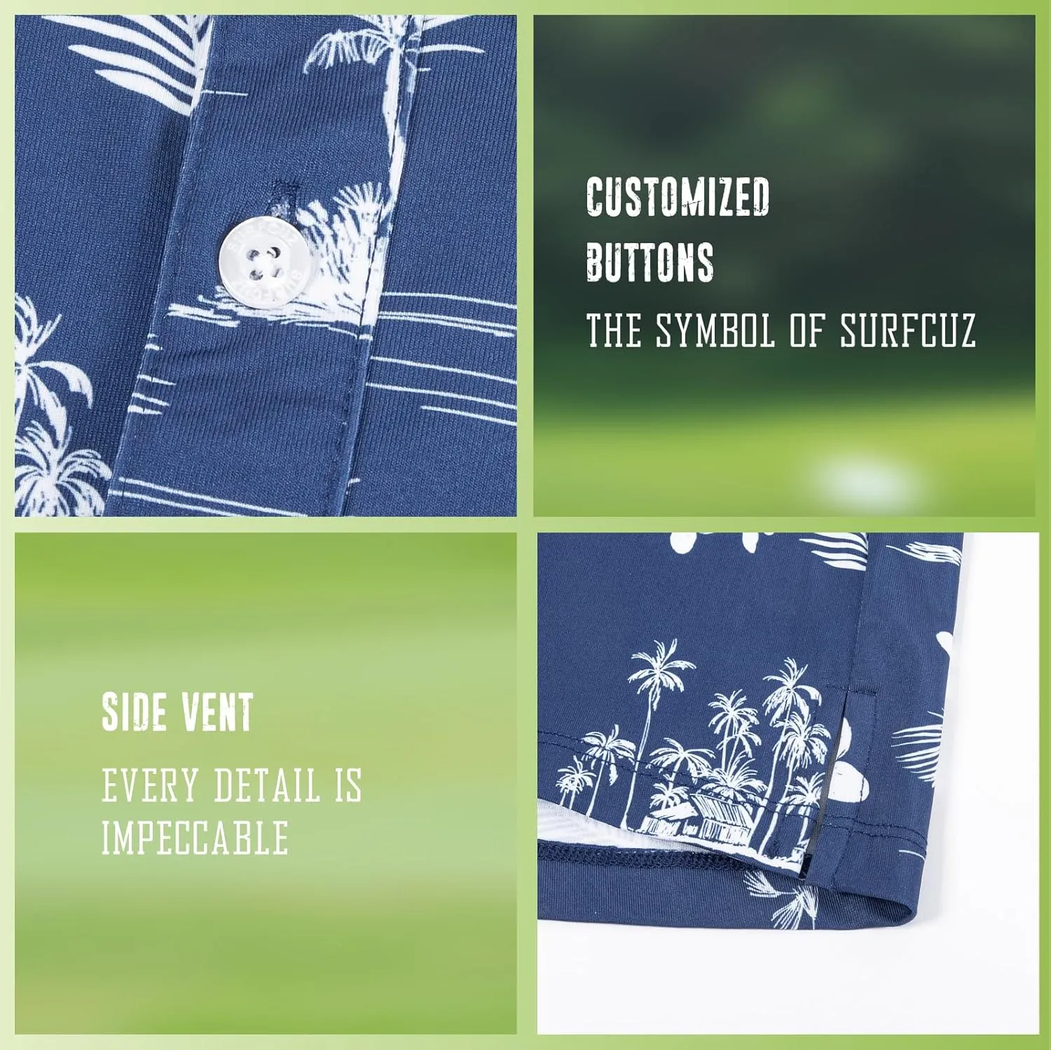 SURF CUZ Golf Shirt Moisture Wicking for Men Dry Fit Polo Shirts Short Sleeve Print Performance 4-Way Stretch