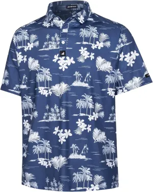 SURF CUZ Golf Shirt Moisture Wicking for Men Dry Fit Polo Shirts Short Sleeve Print Performance 4-Way Stretch