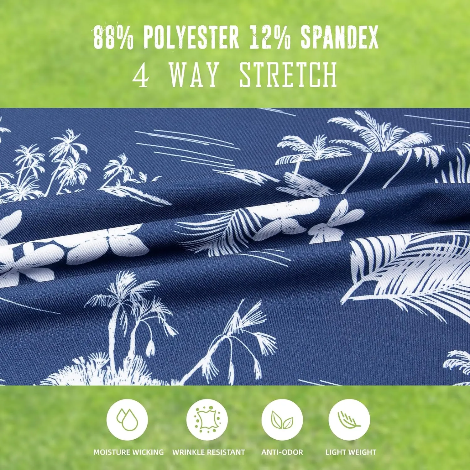 SURF CUZ Golf Shirt Moisture Wicking for Men Dry Fit Polo Shirts Short Sleeve Print Performance 4-Way Stretch