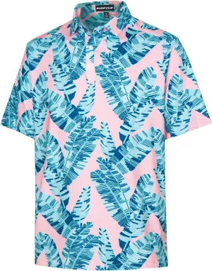 SURF CUZ Golf Shirt Moisture Wicking for Men Dry Fit Polo Shirts Short Sleeve Print Performance 4-Way Stretch