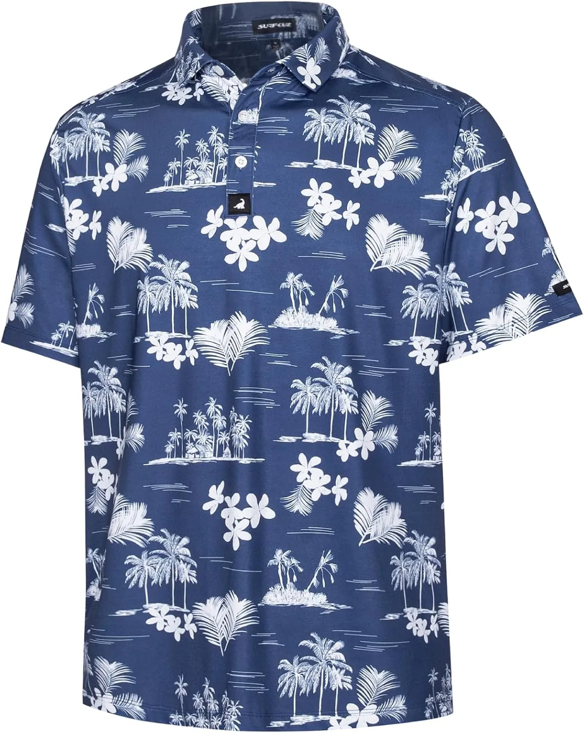 SURF CUZ Golf Shirt Moisture Wicking for Men Dry Fit Polo Shirts Short Sleeve Print Performance 4-Way Stretch