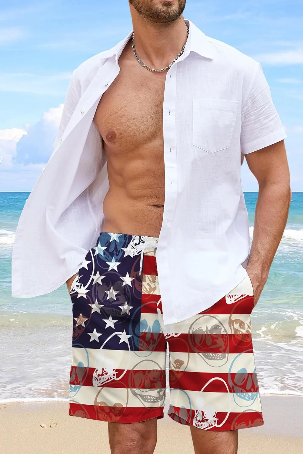 TMSD Mens Summer Beach Board Shorts Quick Dry Swim Trunks with Pockets