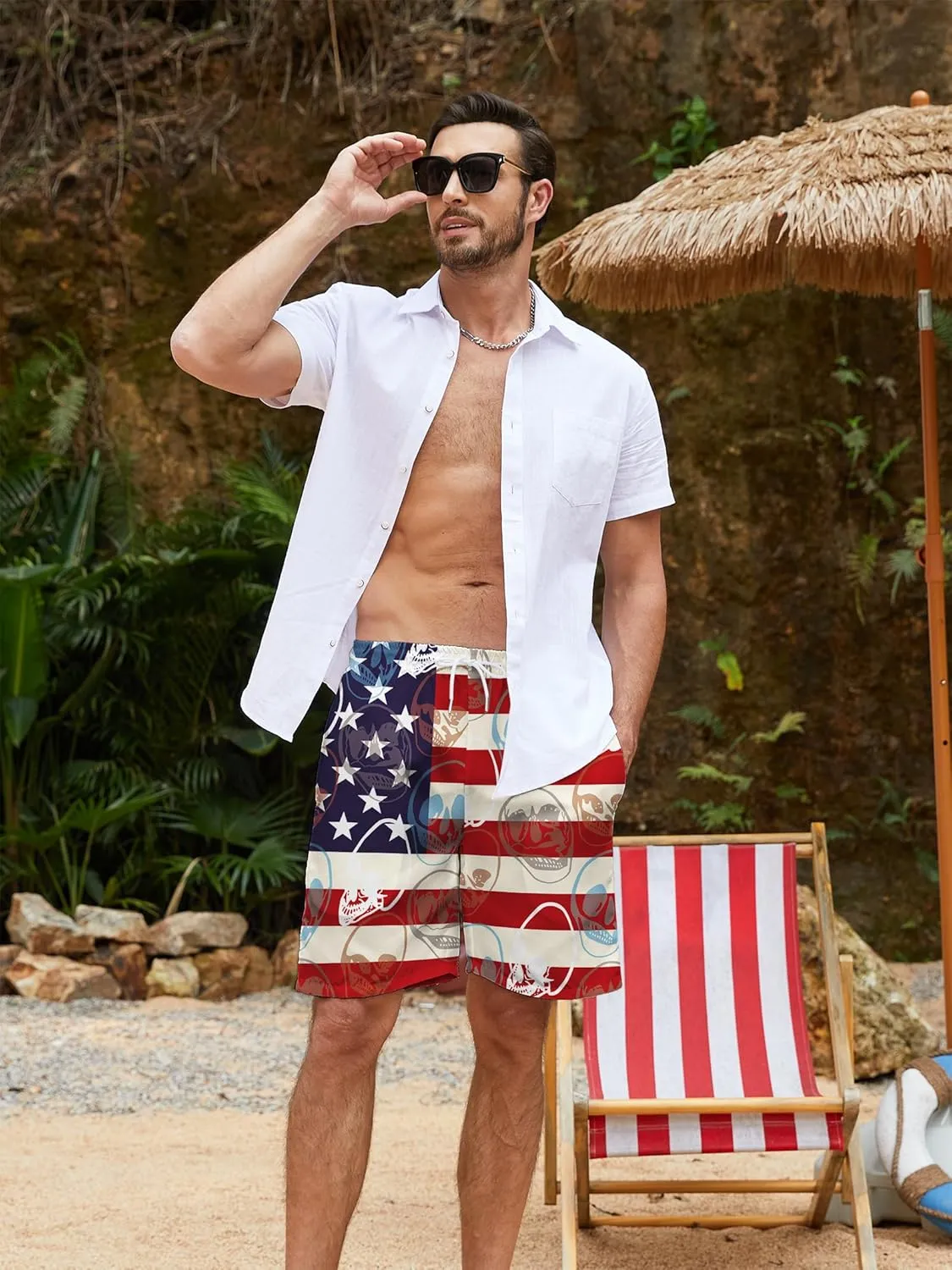 TMSD Mens Summer Beach Board Shorts Quick Dry Swim Trunks with Pockets