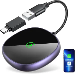 Wireless Carplay Adapter for iPhone & Android Auto 2-in-1 Plug & Play Low Delay Carplay Wireless Adapter Convert Wired to Wireless Apple Carplay Dongle for iOS 10 /Android 11  (Purple)