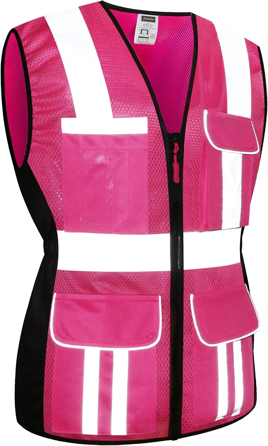 Women Safety Vest, Multi Pockets High Visibility Reflective Breathable Mesh Work Vest For Lady, Durable Zipper