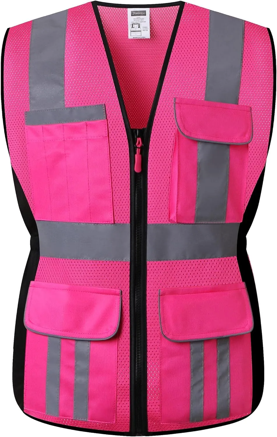 Women Safety Vest, Multi Pockets High Visibility Reflective Breathable Mesh Work Vest For Lady, Durable Zipper