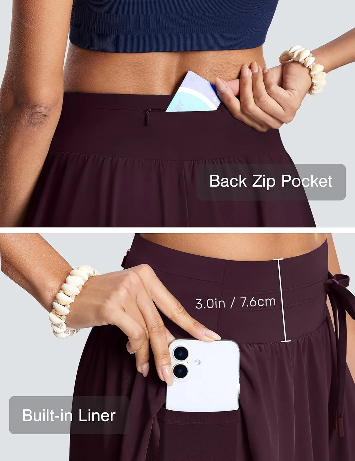 Womens 2.8" Swim Board Shorts High Waisted Slimming Quick Dry Stretch Swim Beach Trunks with Liner and 2 Pockets