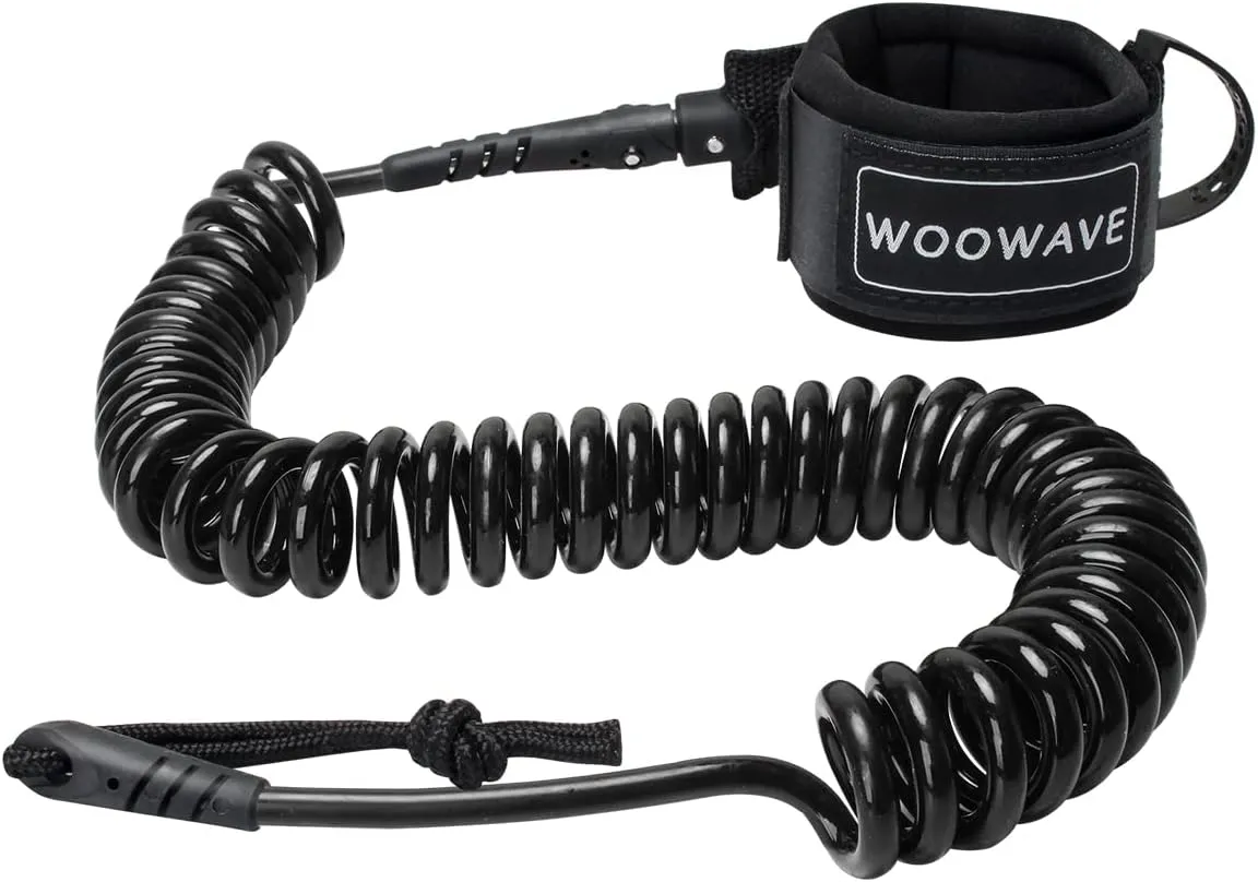 WOOWAVE SUP Leash 11 Foot Coiled Stand Up Paddle Board Surfboard Leash Stay on Board Ankle Strap with Waterproof Wallet/Phone Case