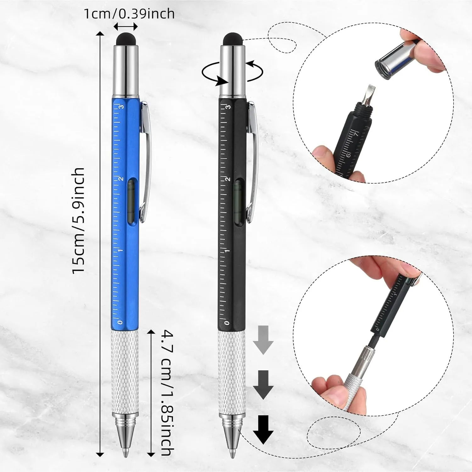 Yeaqee 80 Pcs Multi Tool Pen Gifts for Fathers Day 6 in 1 Screwdriver Multi Function Pens with Black Ink Refills, Ruler, Level Gauge for Dad Adult Men Father's Day Christmas Gifts (Vivid Color)