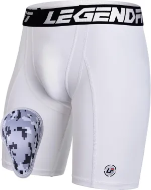 Youth Boys Baseball Compression Shorts w/Cup Protector Athletic Sliding Underwear Football Lacrosse Cricket