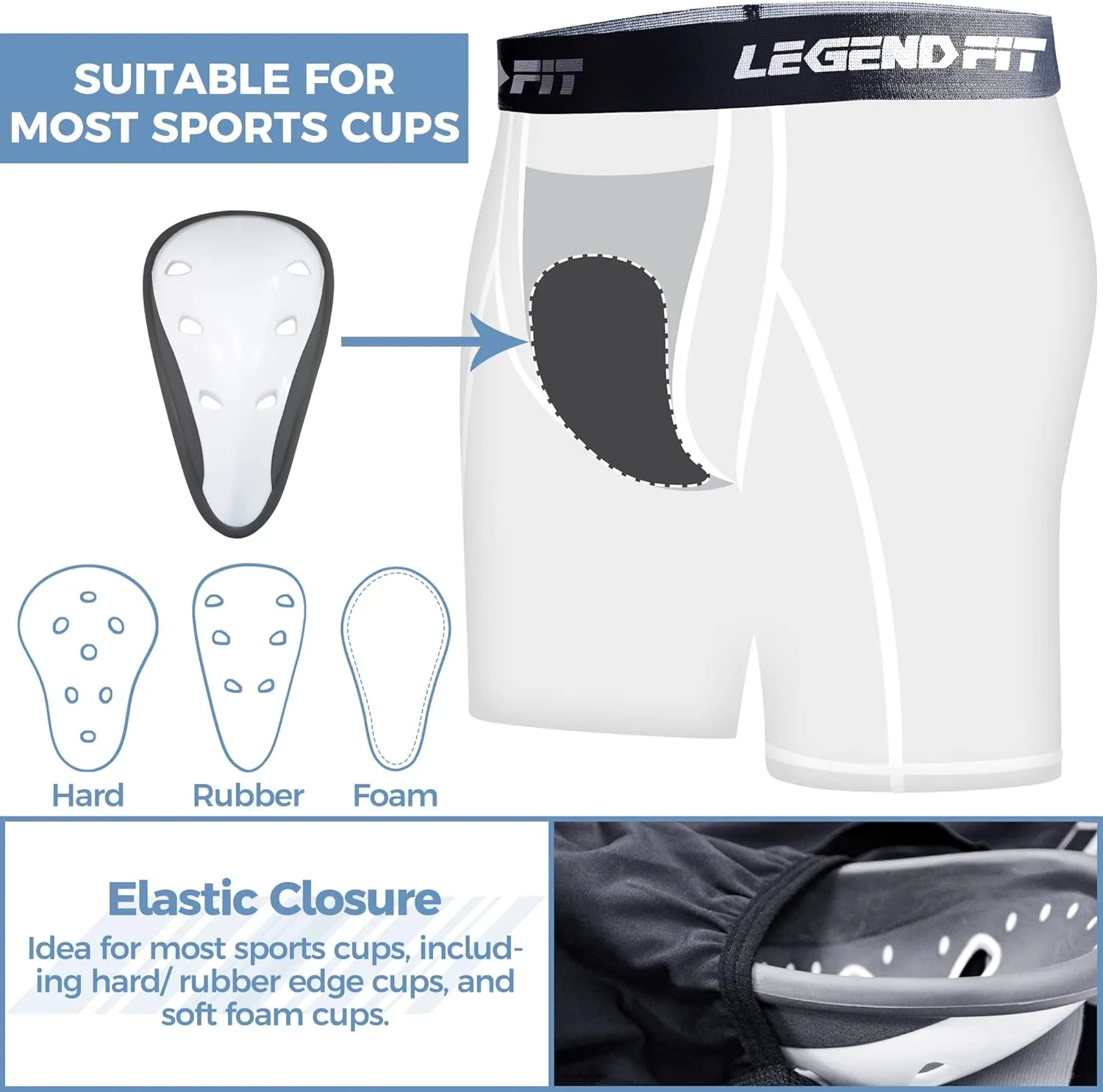 Youth Boys Baseball Compression Shorts w/Cup Protector Athletic Sliding Underwear Football Lacrosse Cricket